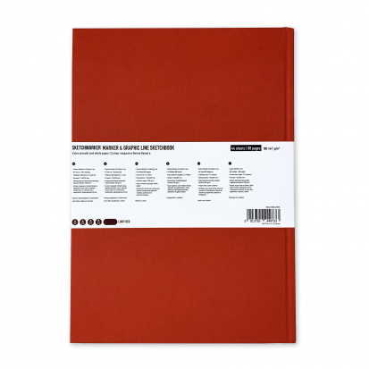 Скетчбук "Marker&Graphic line" 180г/м2, 17х25см, 44л твердая обложка, цвет бледно-красный
